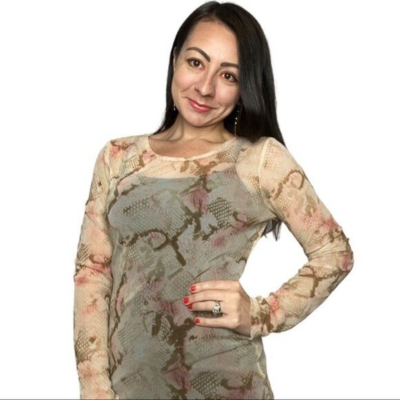 Y2K Express Sheer Snake Print top size S - Picture 2 of 4